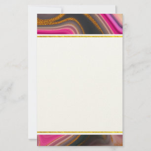Rosa und Schwarz Abstrakt mit Gold-Wirbel Briefpapier
