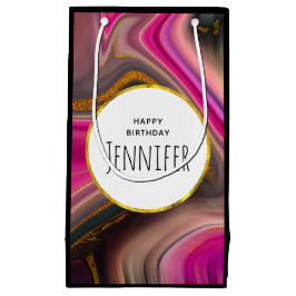 Rosa und Schwarz Abstrakt mit Gold-Wirbel Kleine Geschenktüte