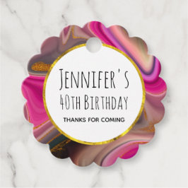 Rosa und Schwarz Abstrakt mit Golden Wirbel Geburt Geschenkanhänger