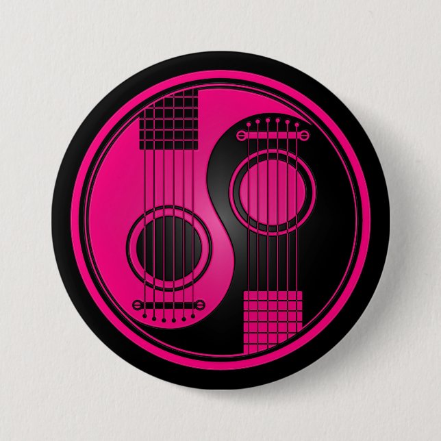 Rosa-und Schwarz-Akustikgitarren Yin Yang Button (Vorderseite)