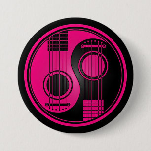 Rosa-und Schwarz-Akustikgitarren Yin Yang Button