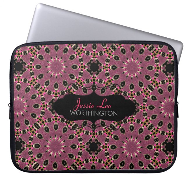 Rosa und schwarz Arabeske "ish Laptop Sleeve (Vorderseite)