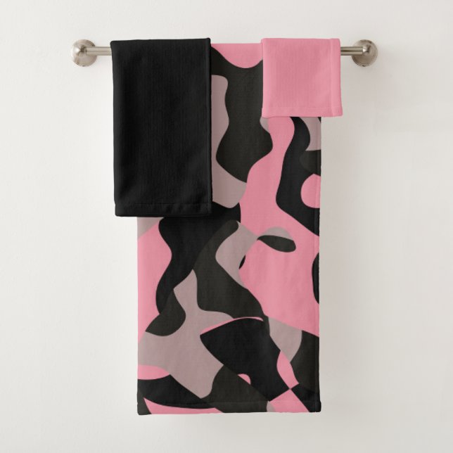 Rosa und Schwarz Badhandtuch Set (Insitu)
