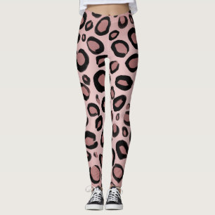 rosa und schwarz bemalte Gepard-Leoparden-Druckpun Leggings