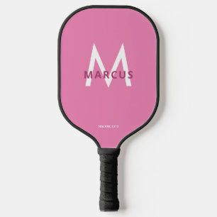 Rosa und Schwarz Einfache moderne Monogramme Pickleball Schläger
