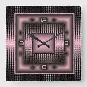 Rosa und schwarz elegant quadratische wanduhr