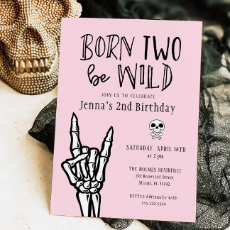 Rosa und Schwarz Geboren Two Be Wild 2. Geburtstag Einladung