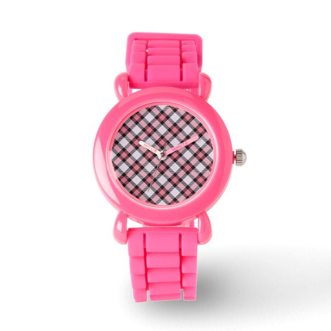 rosa und schwarz kariert armbanduhr (Vorderseite)