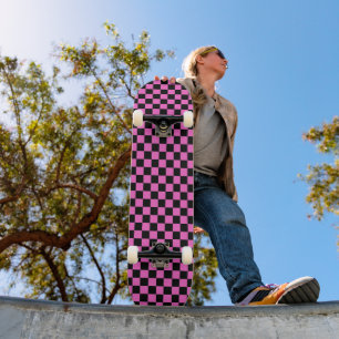 Rosa und Schwarz Kariert Skateboard