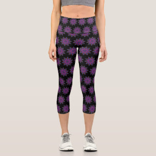 Rosa und schwarz Lotus Mandala Capri Leggings