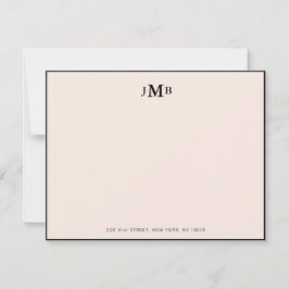 Rosa und schwarz, Mit Monogramm, Formblatt Dankeskarte