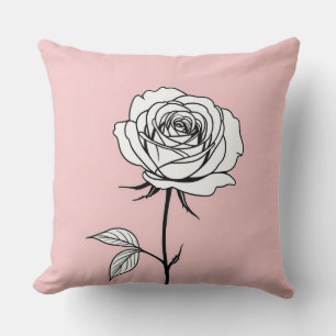 Rosa und schwarz mit stilisierten Rose Kissen