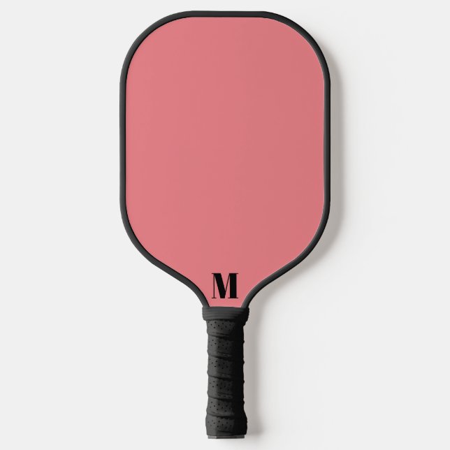 Rosa und Schwarz Moderne Monogramm Pickleball Schläger (Vorderseite)