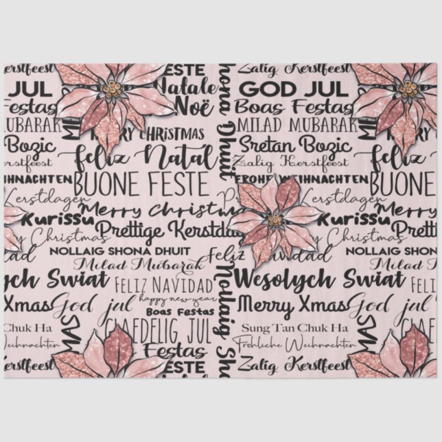 Rosa und schwarz Moderne und festliche Weihnachten Seidenpapier (Vorderseite)