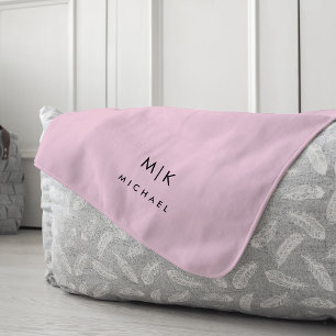 Rosa und Schwarz   Modernes Monogramm Fleecedecke