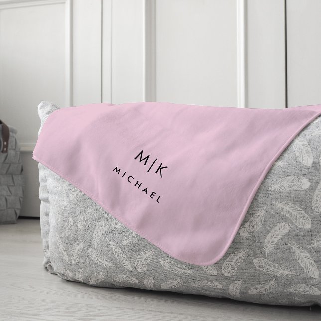 Rosa und Schwarz | Modernes Monogramm Fleecedecke (Von Creator hochgeladen)