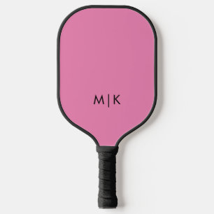 Rosa und Schwarz Modernes Monogramm Pickleball Schläger