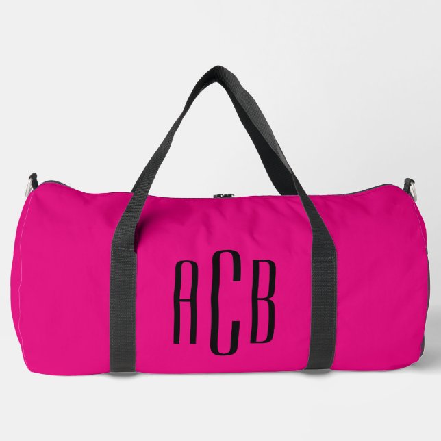 Rosa und Schwarz, Monogramm mit drei Buchstaben Duffle Bag (Vorderseite)