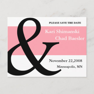rosa und schwarz Save the Date Ankündigungspostkarte