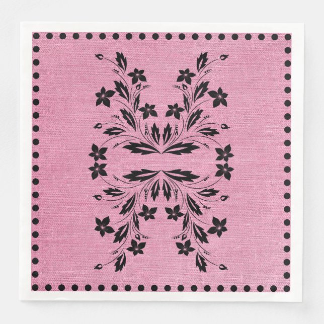 Rosa und Schwarz Standard Dinner Napkins Serviette (Vorderseite)