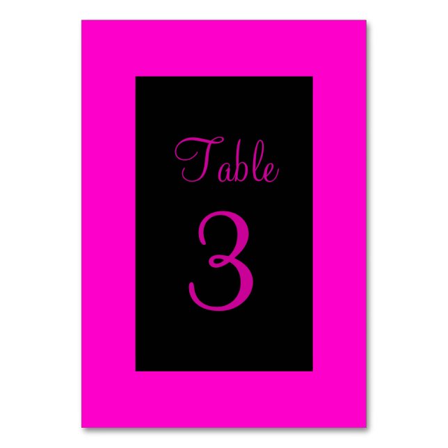 Rosa und Schwarz Tischnummer (Vorderseite)