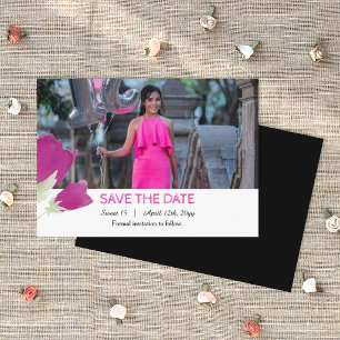 Rosa und Schwarz, Tulpen Sweet 16 Save-the-Date-Ka Hinweiskarte