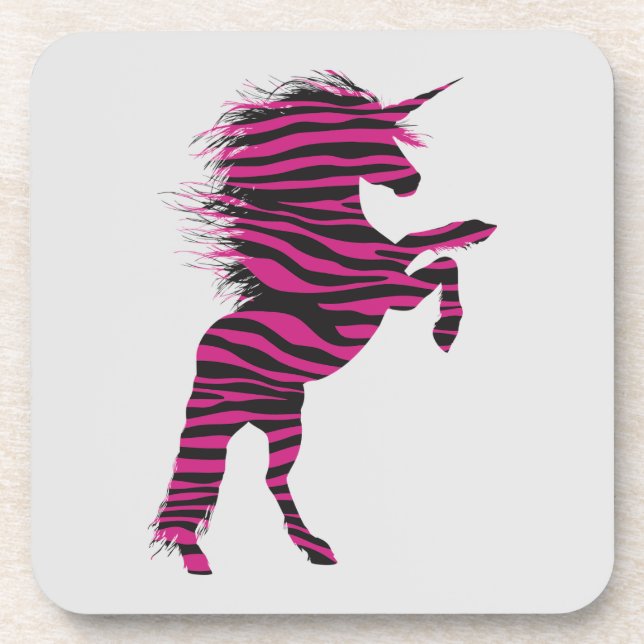 Rosa und schwarz Zebra drucken Einhorn Getränkeuntersetzer (Vorderseite)
