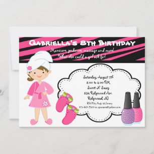 Rosa und Schwarz Zebra Girls Wellness-Center Day E Einladung