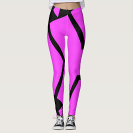 Rosa und schwarze Abstrakte Linien Leggings