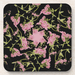 Rosa und schwarze Achillea Fraktal Art Getränkeuntersetzer