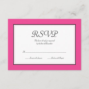 Rosa und schwarze Antwortkarte RSVP Karte