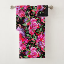 Rosa und schwarze Aquarell-Fuchsienblüten