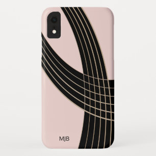 Rosa und schwarze Art-Deco-Kurven mit Monogramm Case-Mate iPhone Hülle