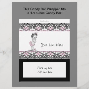 Rosa und schwarze Babyparty-Süßigkeiten-Bar-Verpac Flyer