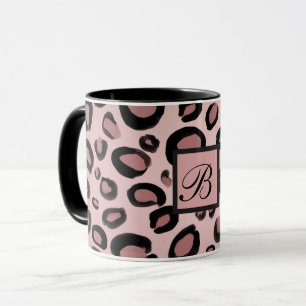 Rosa und schwarze bemalte Gepard Leopard Druck Pun Tasse