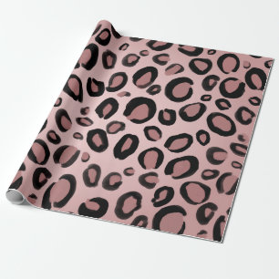 Rosa und schwarze bemalte Gepard-Leopardenprint-Fl Geschenkpapier