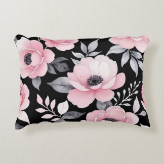 Rosa und schwarze Blumenkunst Dekokissen