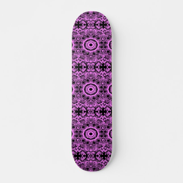 Rosa und schwarze Blumenmandala Skateboard (Vorne)
