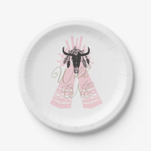Rosa und schwarze Boho-Chic-Wild-EINER 1. Geburtst Pappteller