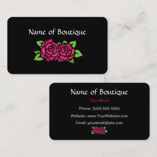 Rosa und schwarze Boutique mit Rosen Visitenkarte