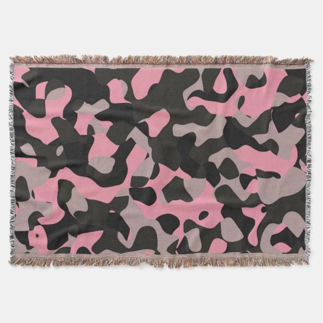 Rosa und schwarze Camouflage Decke (Vorderseite)