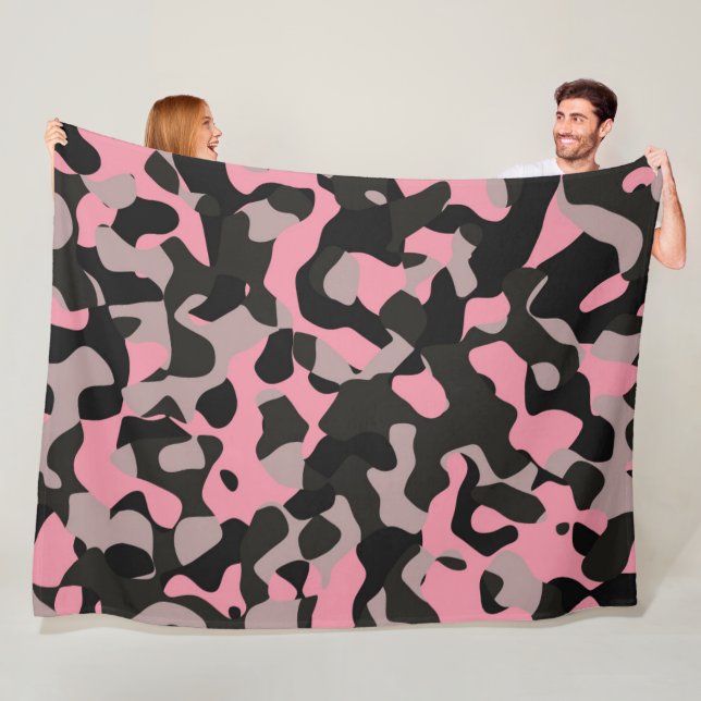 Rosa und schwarze Camouflage Fleecedecke (Beispiel)