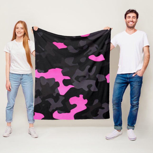 Rosa und schwarze Camouflage Fleecedecke (Beispiel)
