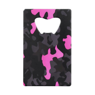 Rosa und schwarze Camouflage Geldbeutel Flaschenöffner