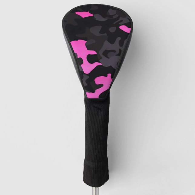 Rosa und schwarze Camouflage Golf Headcover (Vorderseite)