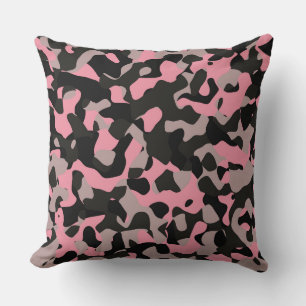 Rosa und schwarze Camouflage Kissen