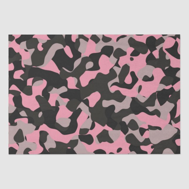 Rosa und schwarze Camouflage Seidenpapier (Vorderseite)