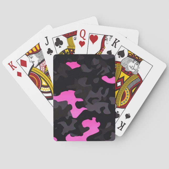 Rosa und schwarze Camouflage Spielkarten (Rückseite)