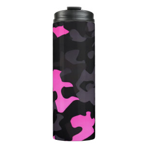 Rosa und schwarze Camouflage Thermosbecher