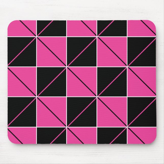 Rosa und schwarze Checkerboard-Raute Mousepad (Vorne)